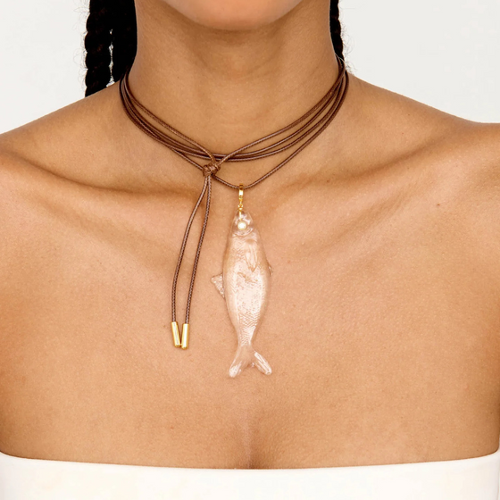 Sardine Necklace- brown cord