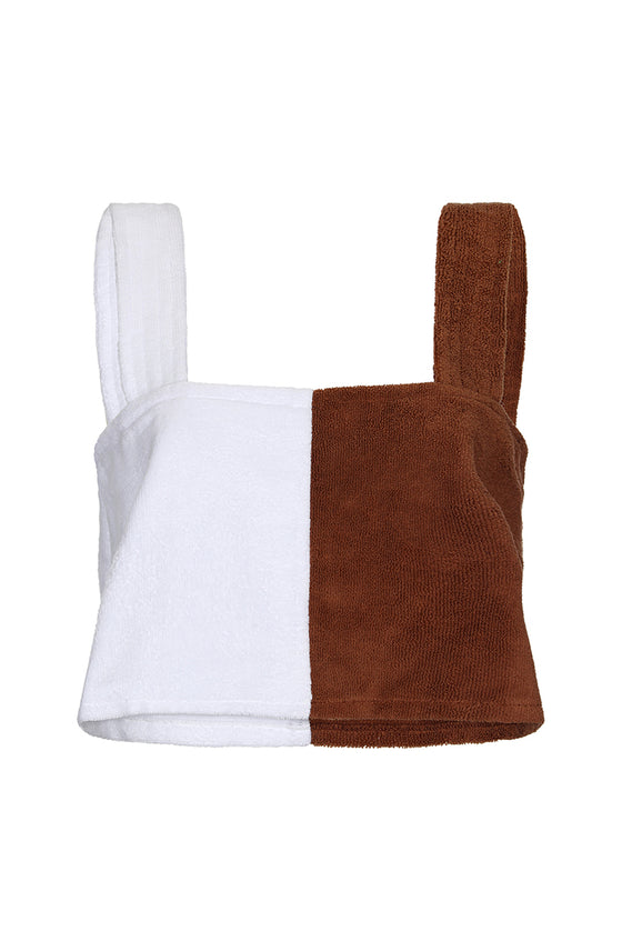 Terry sleevless top in brown