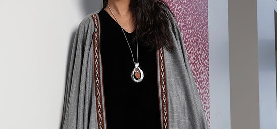 Geometry Round Wood Pendant Necklace