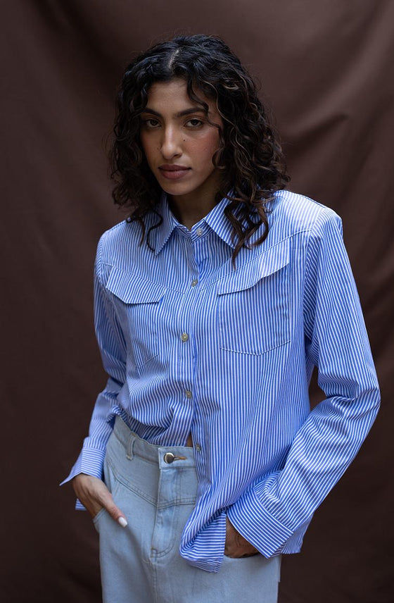 Paded striped shirt
