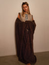 Paisley brown - reversible bisht , elevated with a soft, sculpted textur