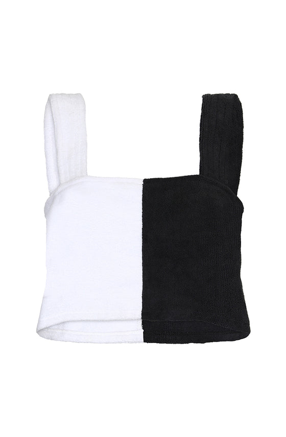 Terry sleeves top in black